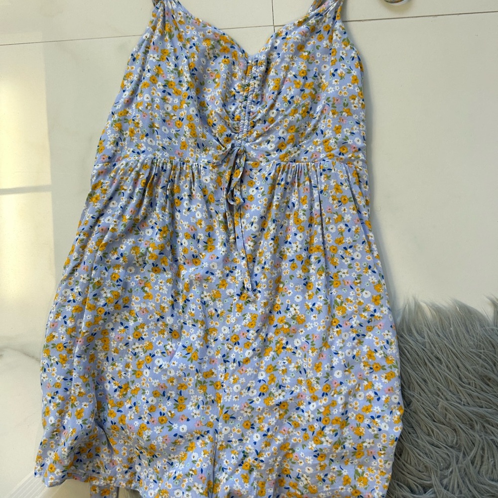 NanaMacs Floral romper in Blue and Yellow